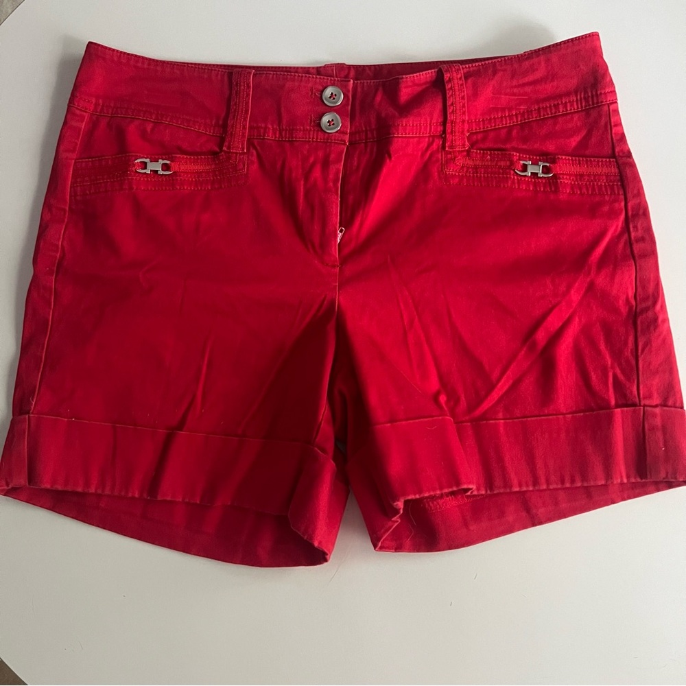 White House Black Market Red Shorts Tailored Chic